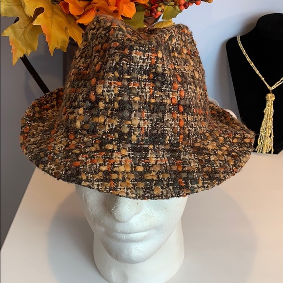 Vintage Accessories - Vintage Lord & Taylor Tweed Multi Color Fedora